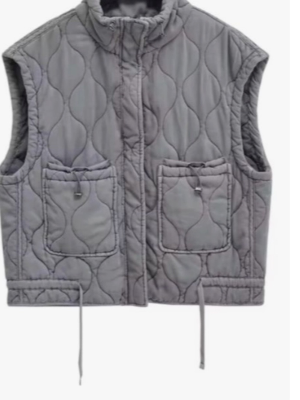 Zara Quilted Vest in Pearl Grey